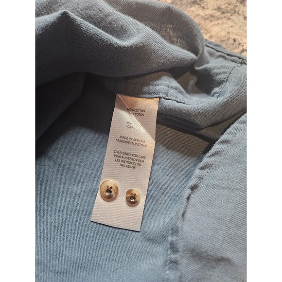 Travis Mathew Shirt XL Long Sleeve Button Up Blue Solid Pockets Cotton - Picture 4 of 6